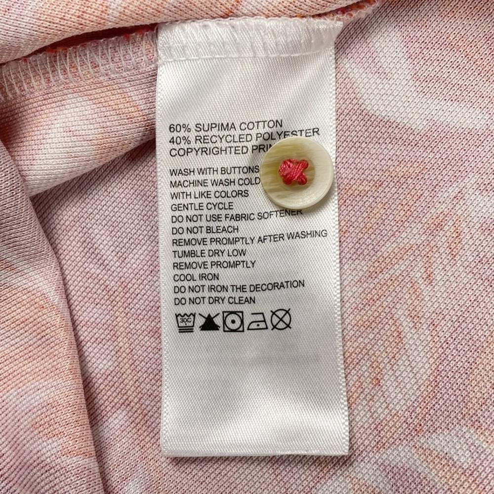 Tommy Bahama Polo Mens XL Orange Tropical Leaf Print Supima Blend Short Sleeve - Picture 4 of 8